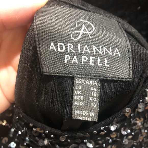 Adrianna Papell Black Sequin Tank Dress Short Sz 14 - Picture 9 of 9